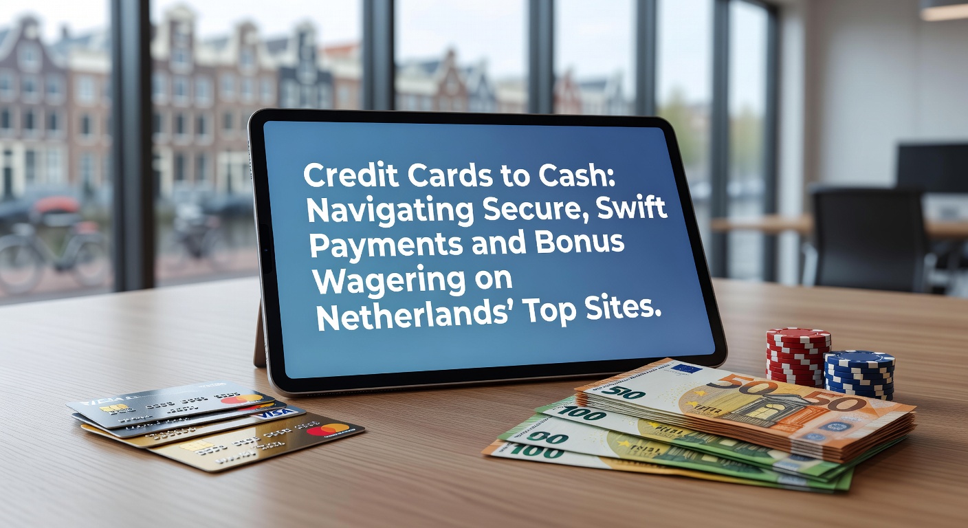 Afbeelding van een creditcard die overgaat in contant geld naast een Nederlands online casino-interface, symboliserend snelle conversies en veilige transacties