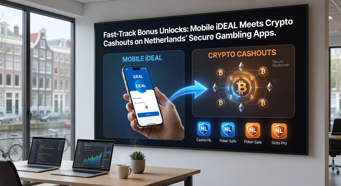 Crypto-transactie op een beveiligde Nederlandse gokapp met blockchain-symbolen en Nederlandse vlag, illustrerend veilige cashouts