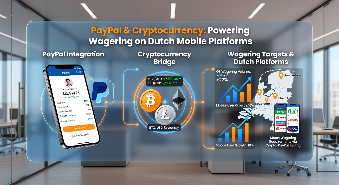 Diagram dat toont hoe PayPal en crypto samenwerken voor bonusvoltooiing op mobiele platforms in Nederland