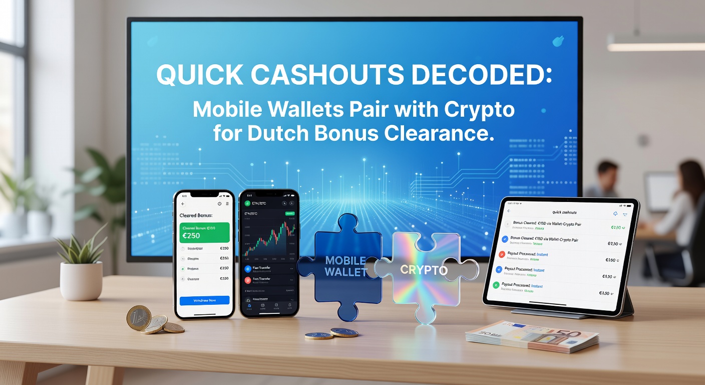 Grafiek met crypto-transacties en mobiele wallet-iconen, verbonden door pijlen die bonusprogressie tonen in een Nederlands casino-thema