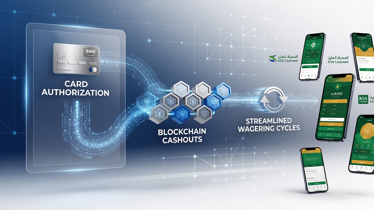Illustratie van synchronisatie tussen kaartbetalingen en blockchain-uitbetalingen op mobiele gokplatforms