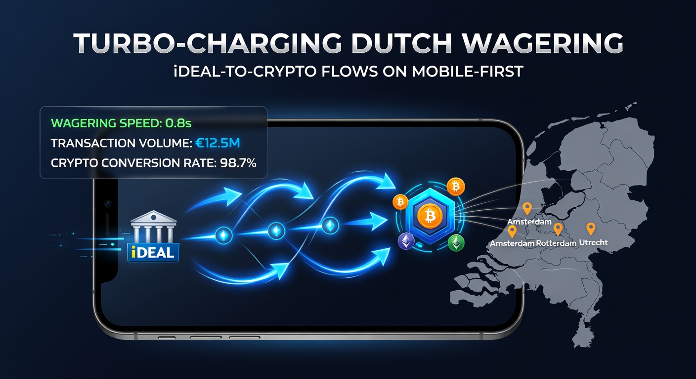 Grafiek met stijgende lijnen van iDEAL-stortingen en crypto-opnames op Nederlandse mobiele gokapps in 2026