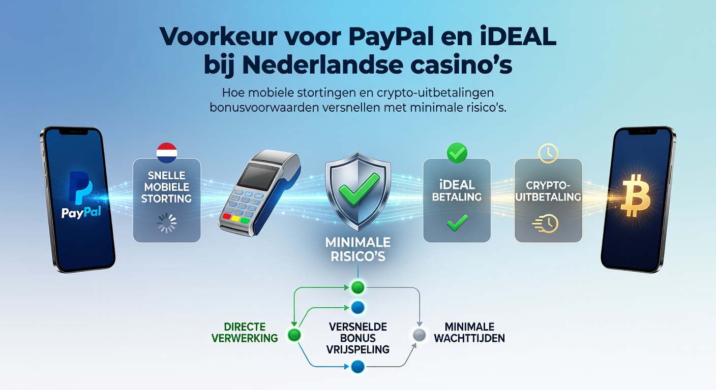 Grafiek met populariteit van PayPal en iDEAL bij Nederlandse casino-spelers, inclusief mobiele en crypto-trends
