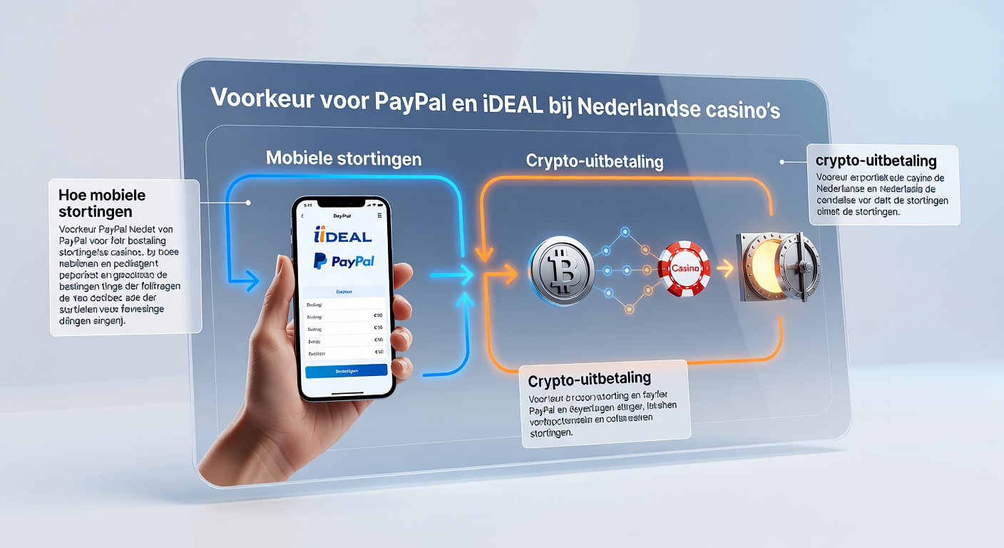 Voorbeeld van mobiele iDEAL-storting gekoppeld aan crypto-uitbetaling in een Nederlands casino-dashboard